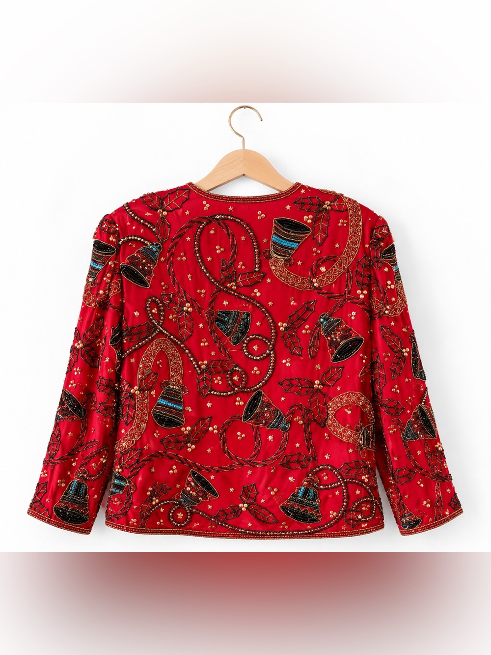 Vintage Scala 100% Silk Beaded Sequin Christmas Holiday Evening Jacket Size S - Picture 3 of 17